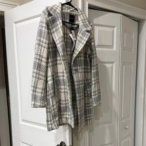 Dynamite Cream and Gray Plaid Coat NWT